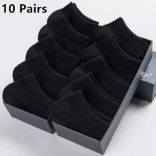 10 Pairs Men's Polyester Boat Socks New Style Black White Grey