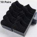 10 Pairs Men's Polyester Boat Socks New Style Black White Grey