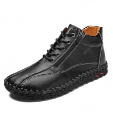 Men Leather Casual Shoes Mid-Help Handmade Soft Sole Driving Footwear