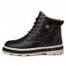 Men's British Work PU Leather Boots High-top Plus Velvet Thick Snow Shoes