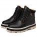 Men's British Work PU Leather Boots High-top Plus Velvet Thick Snow Shoes