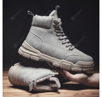 Retro Style Men's Tooling Boots Trend Warm High-top Cotton Shoes