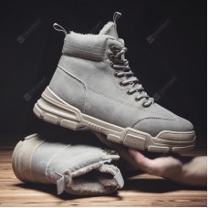 Retro Style Men's Tooling Boots Trend Warm High-top Cotton Shoes