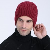 Autumn And Winter Knit Cap Wild Ripple Warm Sleeves Men's Plus Velvet Wool Ear Ear Hat