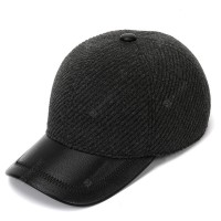 Autumn Winter New Woolen Black and Gray Baseball Cap Men's Ear Caps European and American Hats Men's Winter Thick Men's Hats