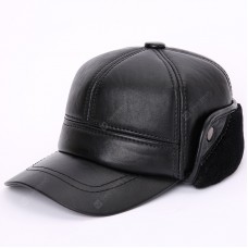 Leather Hat Men's Winter Warm Thickening Baseball Cap Sheep Leather Sheep, Old Man Ear, Winter Hat