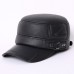 Skin Hat Autumn And Winter Men's Flat Top Military Cap Outdoor Casual Leather Duck Tongue Cap Ear Jar Cotton Leather Cap