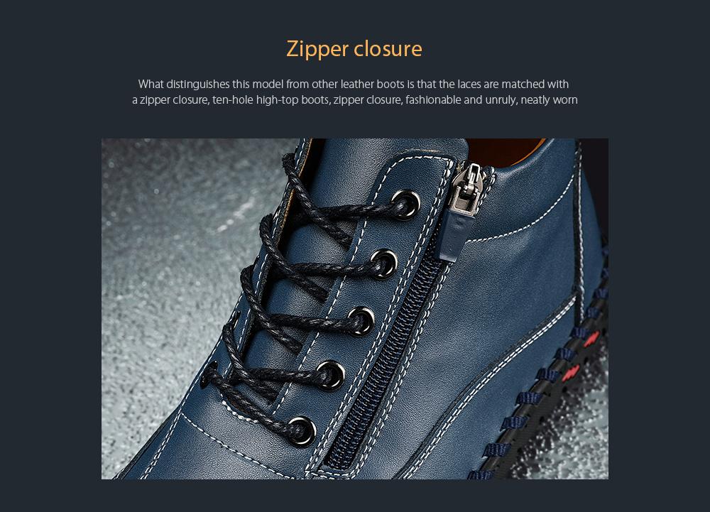 Men Leather Casual Shoes Zipper closure